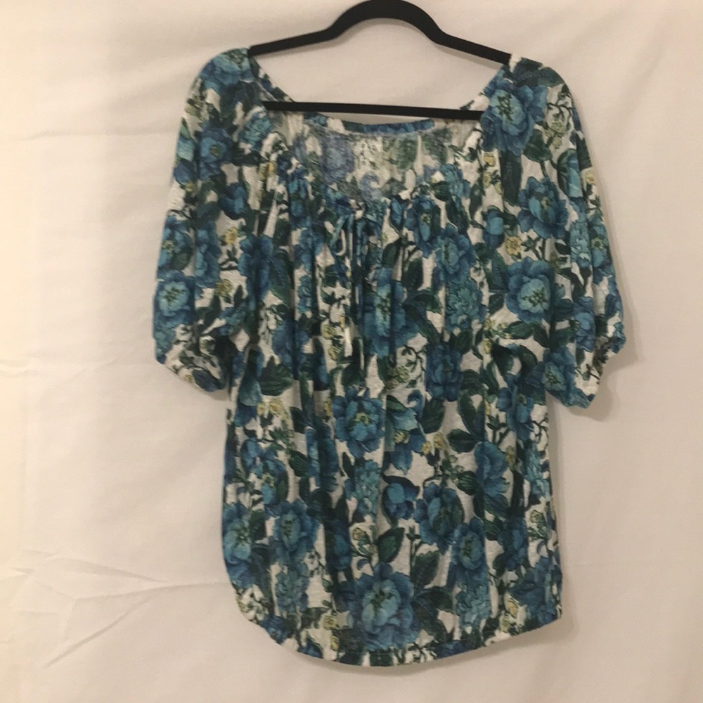 Loft Blue Flower Shirt Size Large